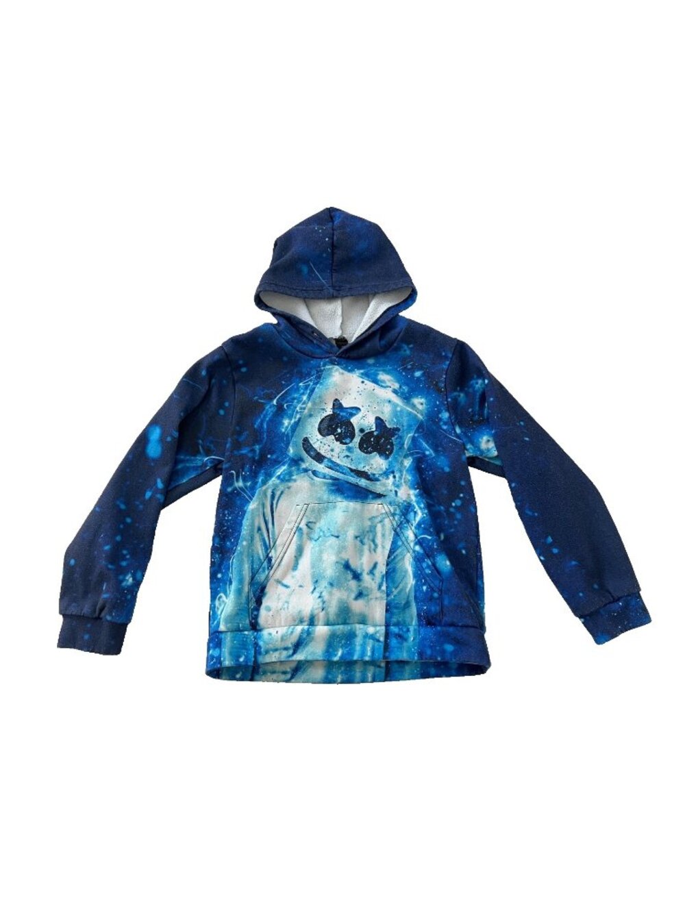 Boy's Kids Blue Hoodie DJ Marshmallow Sweatshirt Small ( 8-10 yrs )